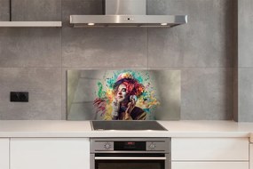 Panel szklany do Kuchni Artystyczny Klaun i Muzyka