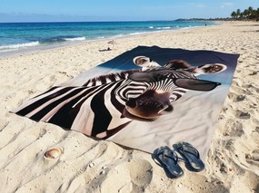 Ręcznik plażowy XXL szybko schnący COOLARA czarno-biały 150 x 210 cm, 100% mikrofibra