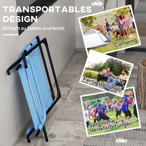 Outsunny Krzesło składane, 4-stopniowo regulowane, oddychający, stalowy stelaż, 69 x 91 x 96 cm, Czarny/Niebieski