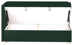Ciemnozielone narożne łóżko dziecięce ze schowkiem i materacem 90x200 cm Snugi – Ghado