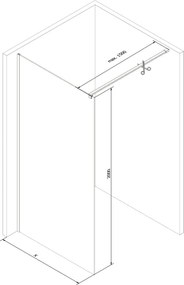 Mexen Kioto ścianka prysznicowa Walk-in 120 x 200 cm, transparent 8 mm, czarna - 800-120-101-70-00