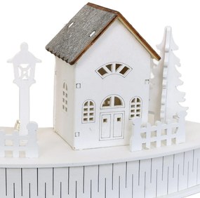 Drewniana dekoracja LED Wioska z kościołem, 40 x14 x 20 cm, półkole
