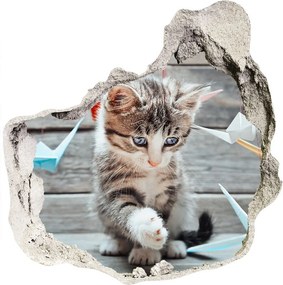 Dziura 3d fototapeta Kot ptaki z papieru