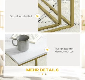 HOMCOM zestaw 2 stolików kawowych, stolik kawowy z marmurowym wykończeniem w kolorze białym