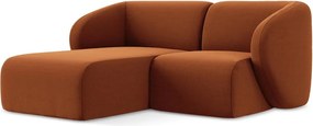 Aksamitny narożnik (lewostronny/z szezlongiem) w kolorze terakoty Lani – Makamii