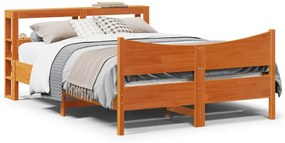 Brązowe łóżko z drewna sosnowego z zagłówkiem 120x200 A9-F15