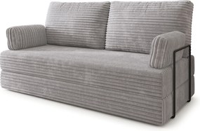 Masseno Sofa piankowa SILAR z funkcją spania, Kanapa z pianki do salonu, Bezmontażowa, Tkanina sztruksowa – Jasnoszary TILIA 86