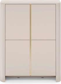 Komoda wysoka Sorrenti 103 cm - kaszmir / złoty