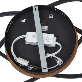 Lampa sufitowa czarna z drewnem orzechowym z LED z 3-stopniową regulacją jasności 2-źródła światła - Kane