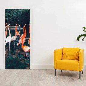 Fototapeta na drzwi - Stada flamingów (95x205cm)
