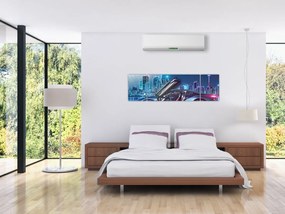 Obraz samochodu wyścigowego w nocy (170x50 cm)