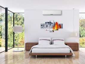 Obraz - Victoria Harbor, Hongkong, czarno-biały obraz olejny (125x70 cm)