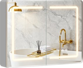 HOMCOM Szafka łazienkowa z lustrem LED, 60 x 80 cm, z funkcją odparowywania, regulowane oświetlenie w 3 kolorach | Aosom PL