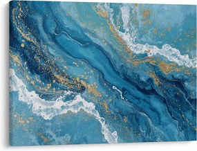 Obraz - Jasnoniebieski marmur ze złotem II. (70x50 cm)