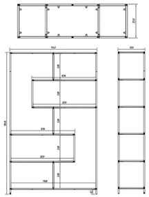 Czarno-naturalny regał w dekorze dębu 114x185 cm Seaford – Actona