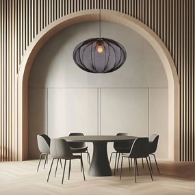 Czarna lampa wisząca z tekstylnym kloszem ø 60 cm Mellow – Candellux Lighting