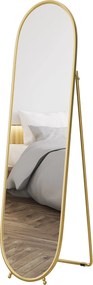 HOMCOM Owalne Lustro Pełnej Długości - Metalowa Złota Rama, 40x160cm - Wolnostojące lub Na Ścianę