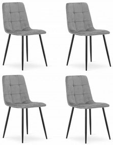 Krzesło aksamitne KARA jasnoszare na czarnych nogach