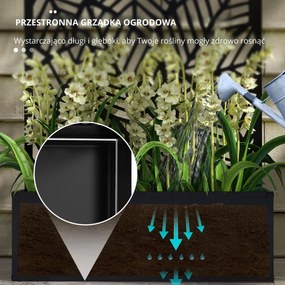 Outsunny Parawan z grządką na zewnątrz, parawan ogrodowy, ścianka działowa z donicą, metal, czarny | Aosom PL