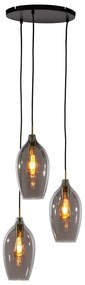 Ciemnoszaro-brązowa lampa wisząca ze szklanym kloszem ø 35 cm Lukaro – Light &amp; Living