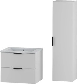 Biały Zestaw do Łazienki 60cm Szafka z Umywalką Słupek Pile