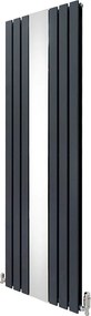 Grzejnik z płaskim lustrem i zaworami - 1800 mm x 565 mm - antracytowy szary