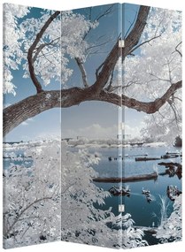 Parawan - Ośnieżone drzewo nad wodą (126x170 cm)