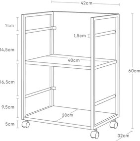 Czarny metalowy regał na kółkach 42x60 cm Tower – YAMAZAKI