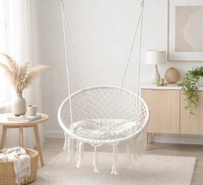 Fotel wiszący z plecionej liny Nido bocianie gniazdo