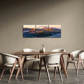Obraz góry Bromo w Indonezji (z zegarem) (90x30 cm)