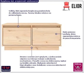 Stolik kawowy naturalne drewno sosnowe - Lioren