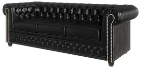 Czarna sofa z imitacji skóry 203 cm York – Ropez