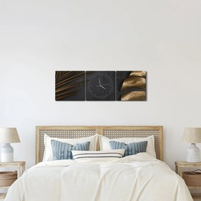 Obraz ze złotymi liśćmi (z zegarem) (90x30 cm)
