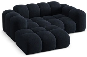 Ciemnoniebieski narożnik z tkaniny szenilowej (lewostronny/z szezlongiem) Treno – Cosmopolitan Design