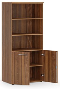 Szafa biurowa z drzwiami niskimi PRIMO WOOD, 800 x 500 x 1781 mm, orzech