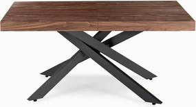 Stół Prostokątny Rozkładany HAMPTON 160-240 cm Orzech/Czarny do Jadalni Loft