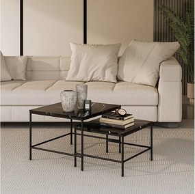 Zestaw stolików kawowych czarny marmur 60x60x45 ramio
