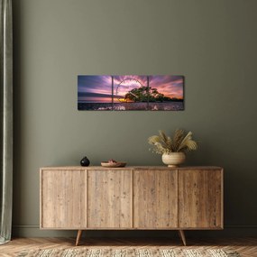 Obraz drzewa na plaży (z zegarem) (90x30 cm)
