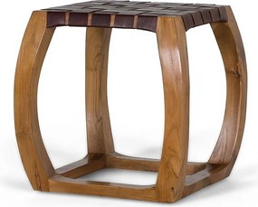 Stołek z drewna akacjowego 45 cm, styl współczesny, 46x45x45