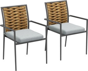 Outsunny Fotele ogrodowe Fotele zewnętrzne Fotele tarasowe, odporne na warunki atmosferyczne, nowoczesny design, 57 x 58 x 87cm, Szary