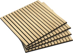 HOMCOM Panel Akustyczny, Absorpcja Dźwięku, DIY Ściana z Listwami, MDF &amp; Poliester, Prosta Instalacja, Dąb