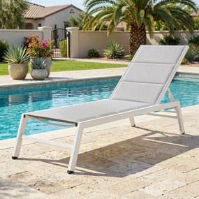 Outsunny Leżak oddychający — leżanka ogrodowa z 6-stopniowo regulowanym oparciem, rama aluminiowa, jasnoszary | Aosom PL