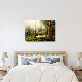 Obraz na szkle jelenia w lesie (70x50 cm)