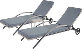 Leżak MCW-E27 (zestaw 2 sztuk), szary Poduszki ciemnoszare