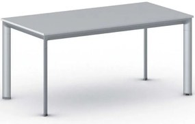 Stół konferencyjny do biura PRIMO INVITATION, 160x80 cm, szaro-srebrna podstawa, szary