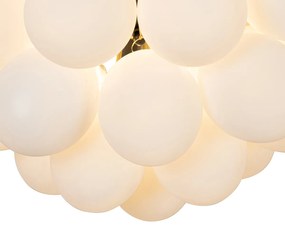 Lampa sufitowa w stylu art deco czarna z opalowym szkłem 6-punktowa - UvasDesignerski Oswietlenie wewnetrzne