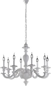 Leonardo Shabby Biały Drewniany Żyrandol 8 Świateł 130 Ø80 BL180-8-BCO