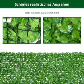 Outsunny Siatka Ochronna Sztuczny Żywopłot Jasnozielony 300x100cm Praktyczna i Estetyczna Ochrona | Aosom PL