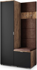 Masseno Garderoba LORI 95/181/51 cm Nowoczesna Szafa do Przedpokoju Dąb lefkas, MONOLITH 29 (Brązowy)