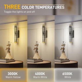 HOMCOM Lampa ścienna LED do wnętrz z geometrycznym wzorem siatki, regulowana, czarna